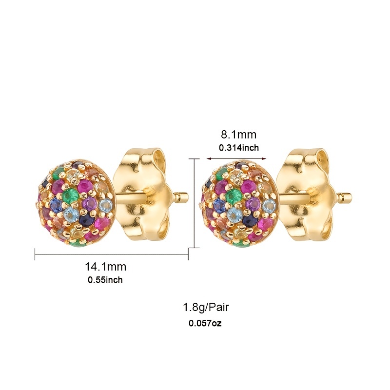 1 Pair Modern Style Shiny Ball Plating Inlay Copper Zircon Gold Plated Ear Studs display picture 5