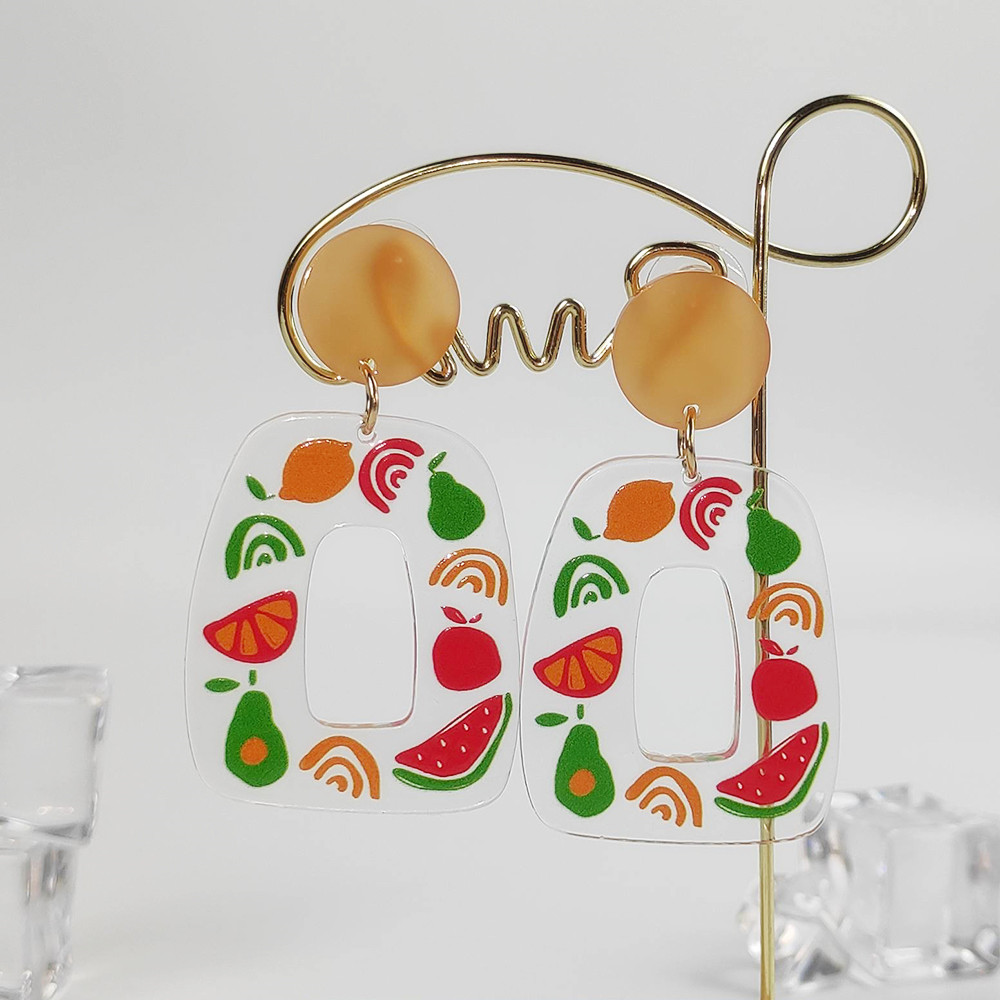 Vacation Plant Fruit Flower Arylic Printing Women's Drop Earrings display picture 6