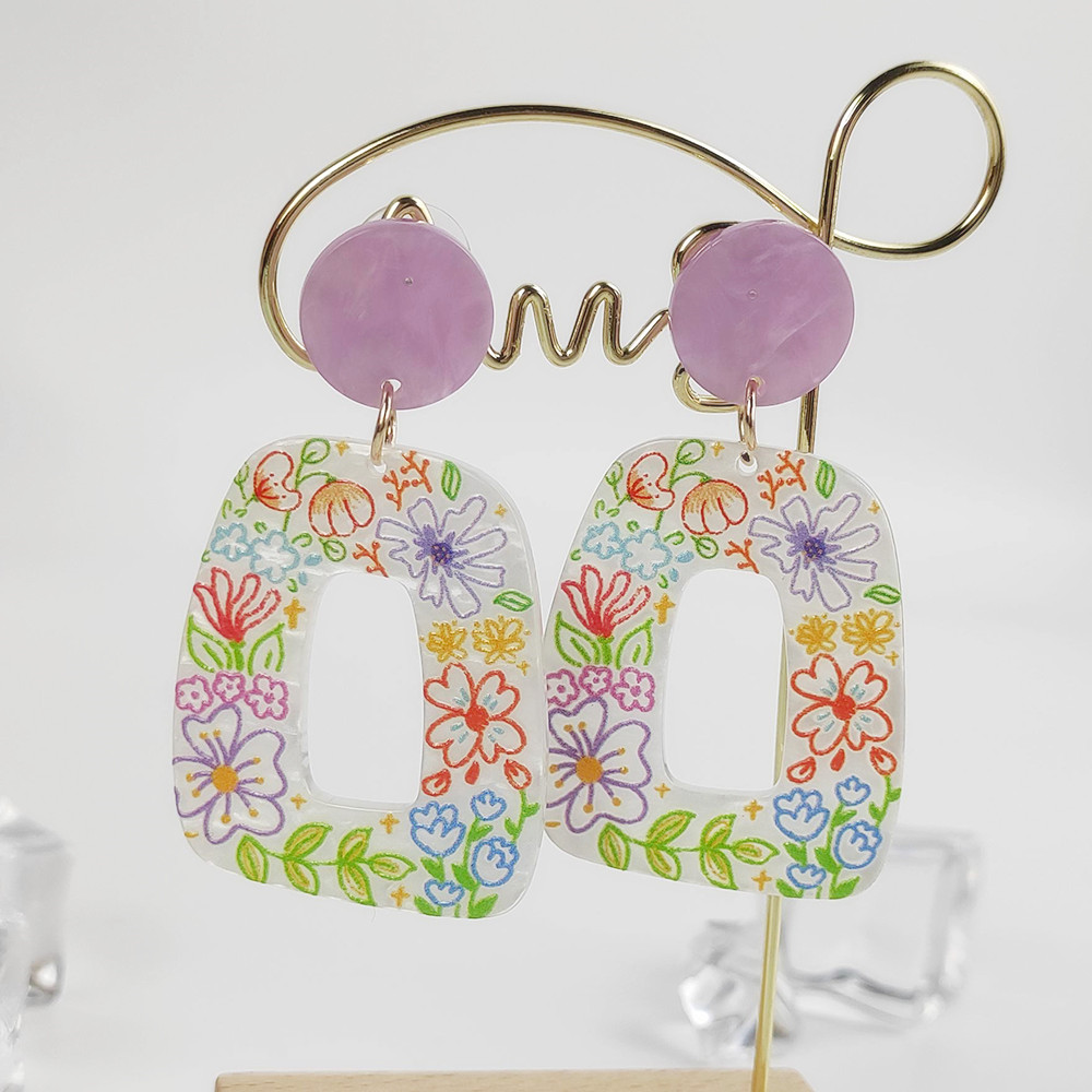 Vacation Plant Fruit Flower Arylic Printing Women's Drop Earrings display picture 5