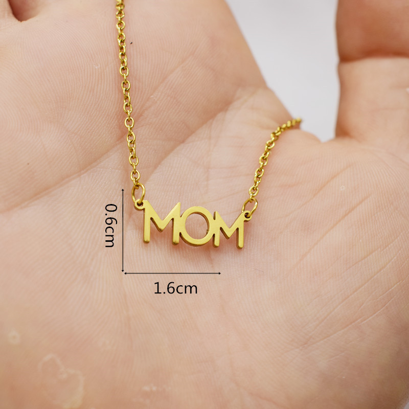 Elegant Mama Simple Style Letter Titanium Steel Gold Plated Pendant Necklace display picture 2