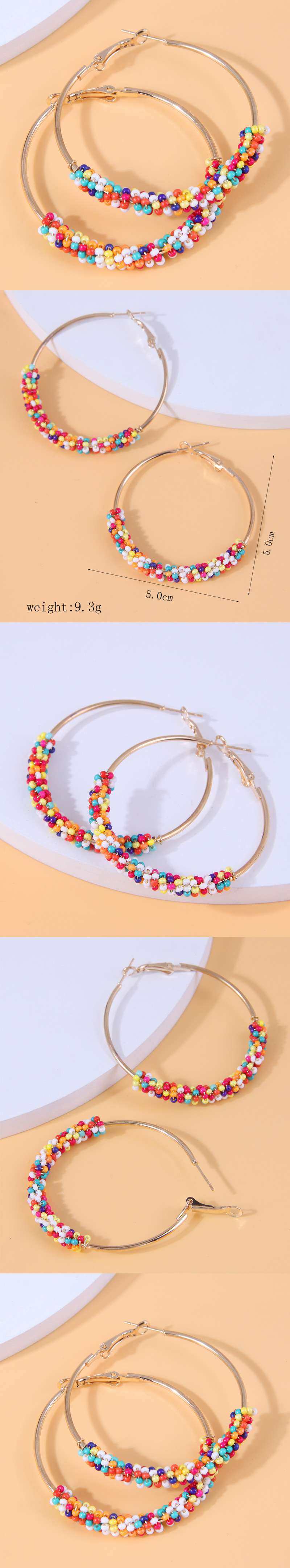 Exaggerated Ethnic Style Streetwear Circle Alloy Seed Bead Women's Hoop Earrings display picture 1