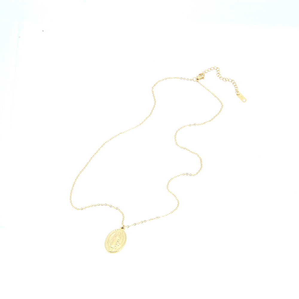 Retro Simple Style Oval Stainless Steel Plating Gold Plated Pendant Necklace display picture 3