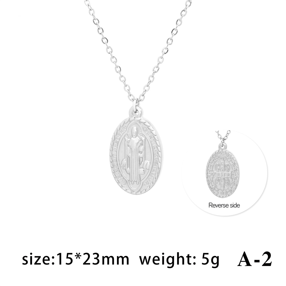 Retro Simple Style Oval Stainless Steel Plating Gold Plated Pendant Necklace display picture 9