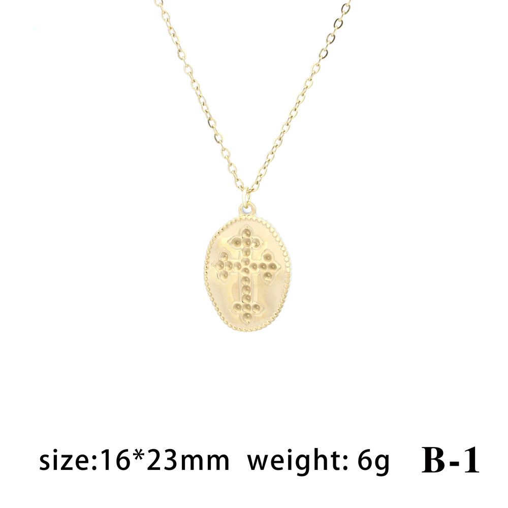 Retro Simple Style Oval Stainless Steel Plating Gold Plated Pendant Necklace display picture 6