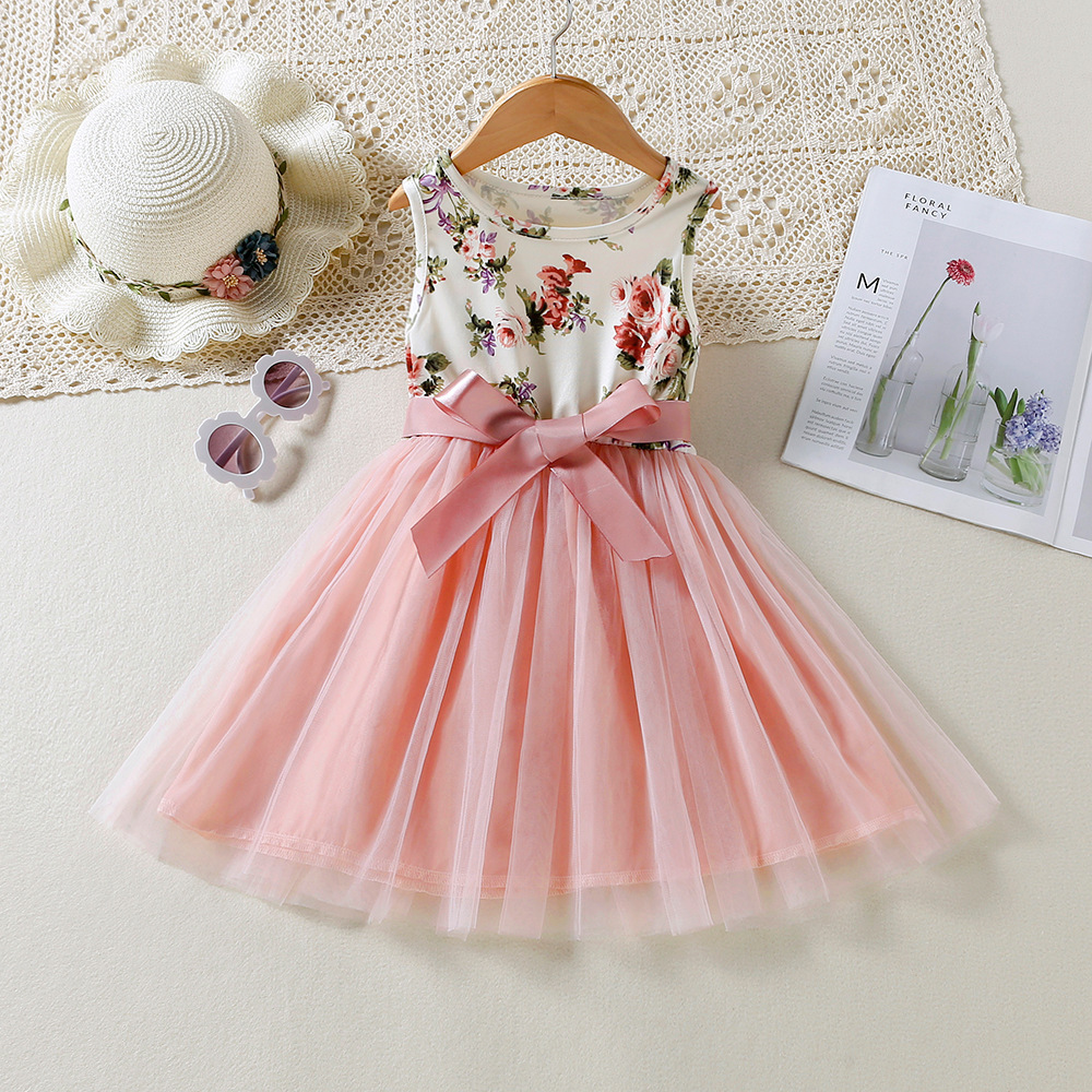Cute Simple Style Bow Knot Patchwork Cotton Girls Dresses display picture 1