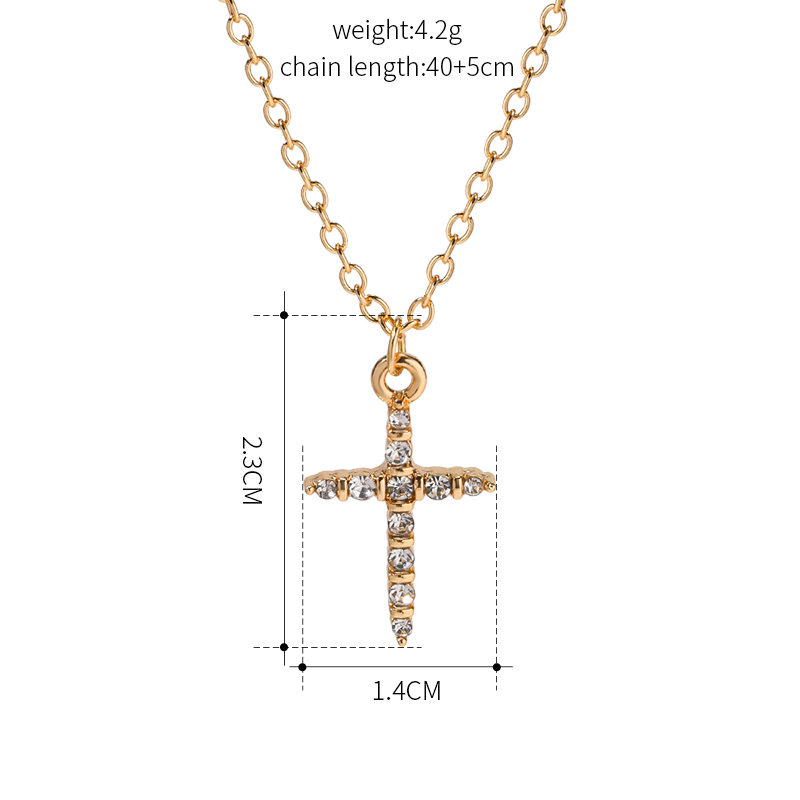 Ins Style Simple Style Cross Alloy Plating Inlay Zircon 18k Gold Plated Women's Pendant Necklace display picture 4