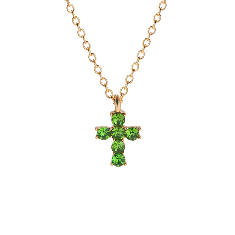 Wholesale Jewelry Classic Style Commute Korean Style Cross Alloy Zircon 18k Gold Plated Pendant Necklace display picture 3