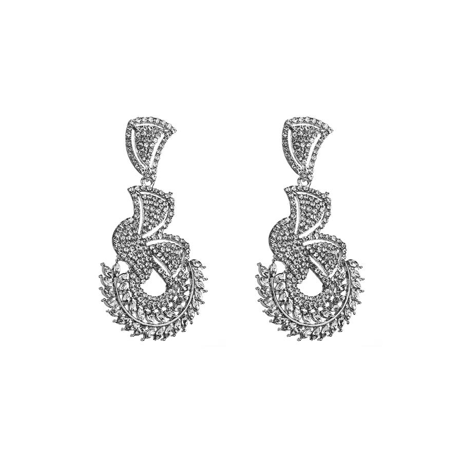Glam Shiny Leaves Alloy Plating Inlay Rhinestones Glass Gold Plated Silver Plated Women's Drop Earrings display picture 5