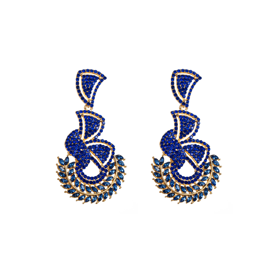 Glam Shiny Leaves Alloy Plating Inlay Rhinestones Glass Gold Plated Silver Plated Women's Drop Earrings display picture 6