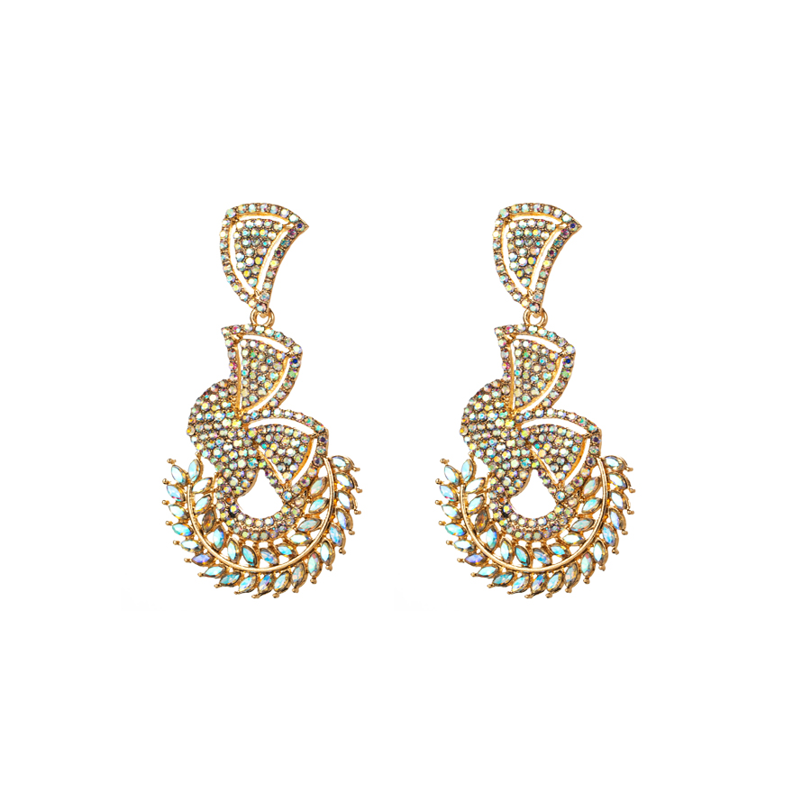 Glam Shiny Leaves Alloy Plating Inlay Rhinestones Glass Gold Plated Silver Plated Women's Drop Earrings display picture 11
