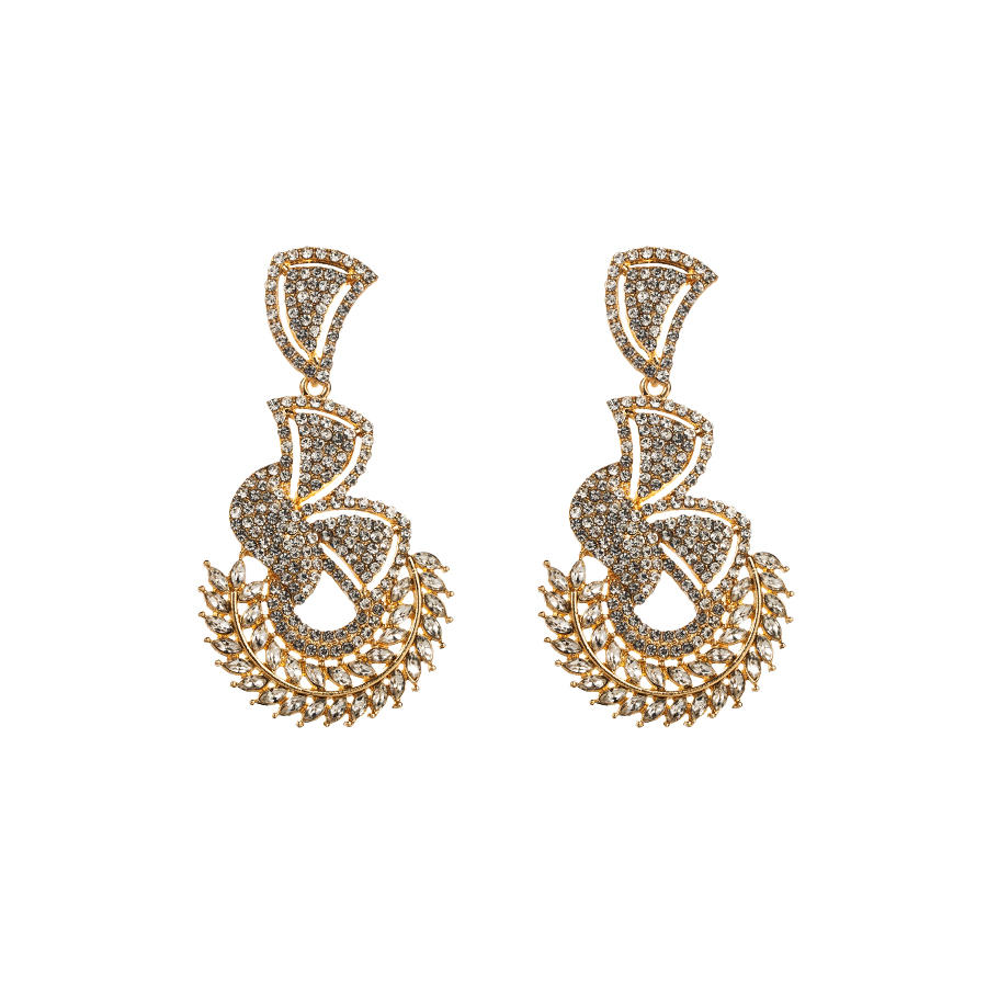 Glam Shiny Leaves Alloy Plating Inlay Rhinestones Glass Gold Plated Silver Plated Women's Drop Earrings display picture 7