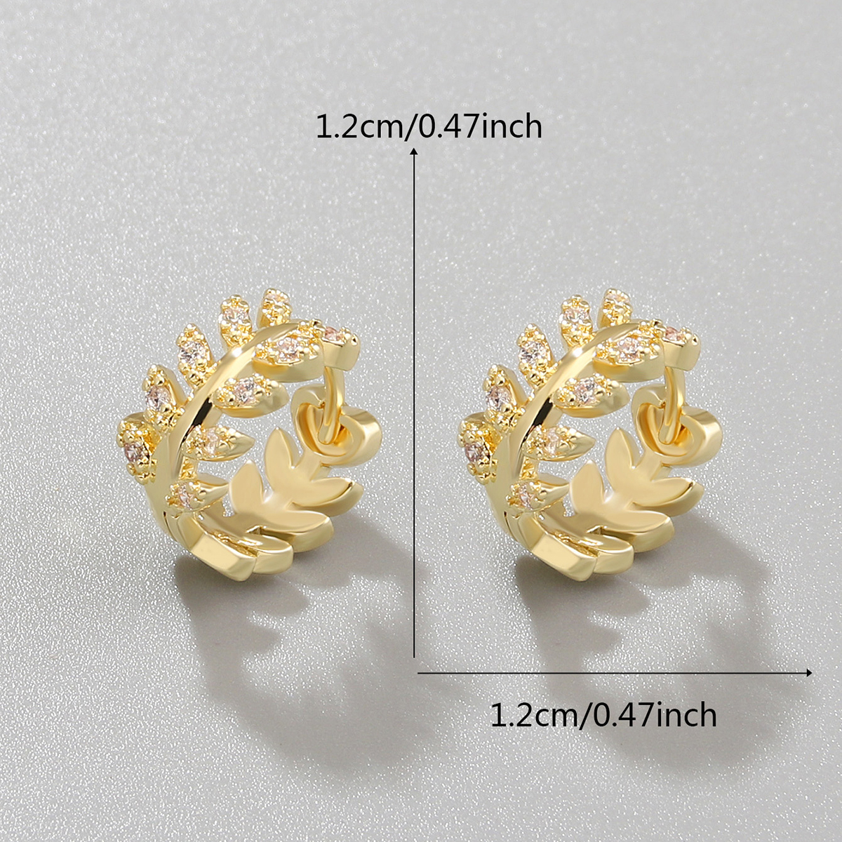 1 Pair Lady Vacation Sweet Leaves Heart Shape Copper Plating Inlay Zircon Gold Plated Hoop Earrings display picture 7