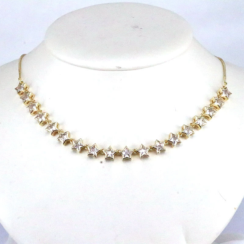 Elegant Shiny Star Copper Gold Plated Zircon Necklace In Bulk display picture 7