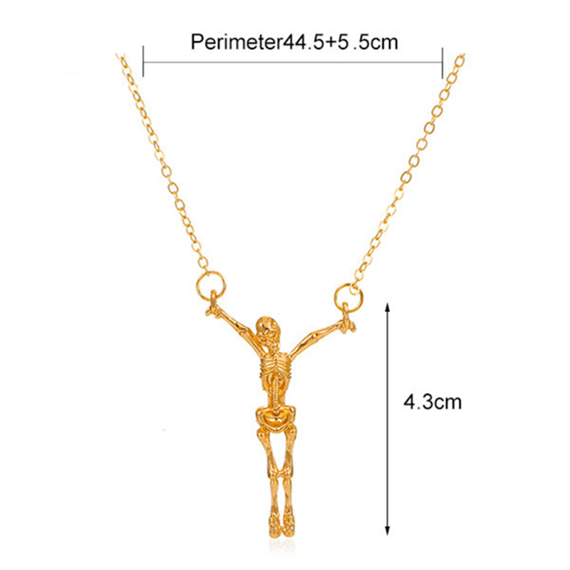 Wholesale Jewelry Hip-hop Rock Punk Geometric Cross Skull Alloy Metal Rhinestones Zircon Gold Plated Silver Plated Pendant Necklace display picture 3