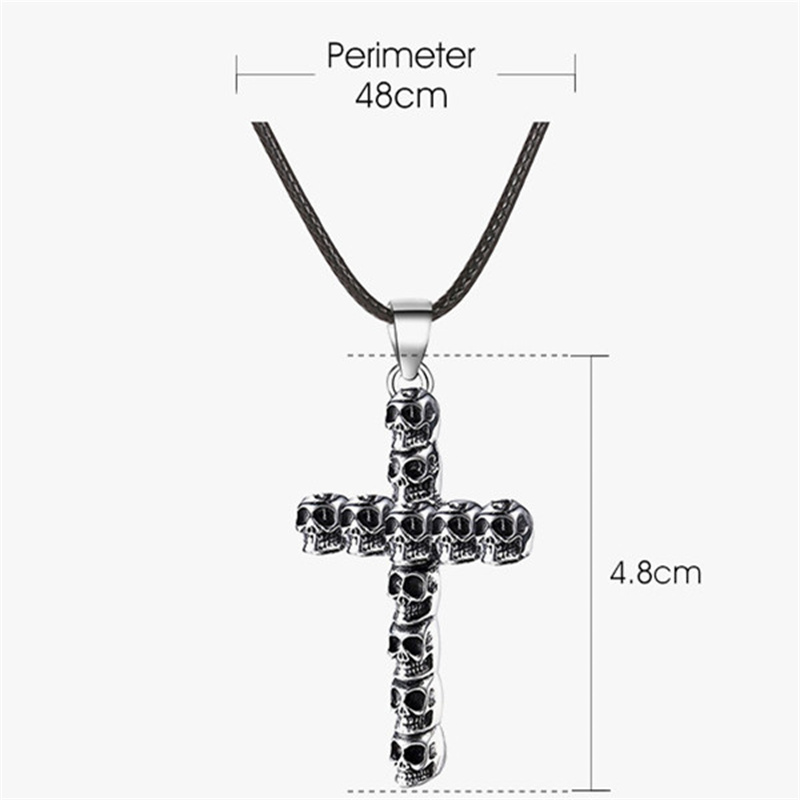 Wholesale Jewelry Hip-hop Rock Punk Geometric Cross Skull Alloy Metal Rhinestones Zircon Gold Plated Silver Plated Pendant Necklace display picture 6