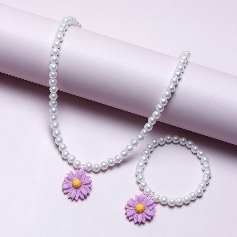 Cute Pastoral Flower Plastic Resin Beaded Handmade Girl's Bracelets Necklace display picture 4