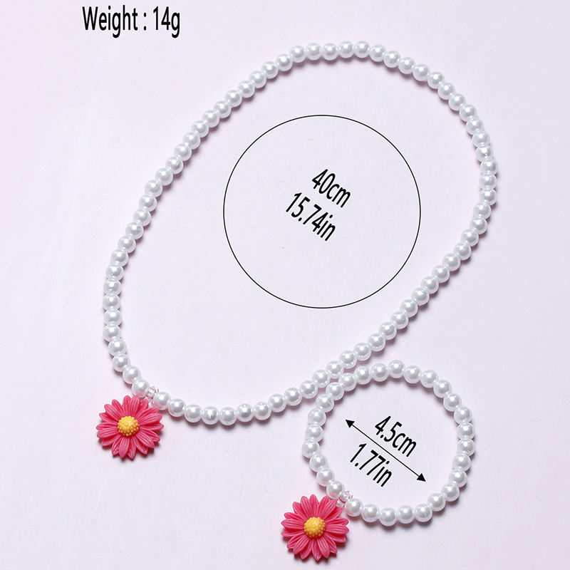 Cute Pastoral Flower Plastic Resin Beaded Handmade Girl's Bracelets Necklace display picture 11