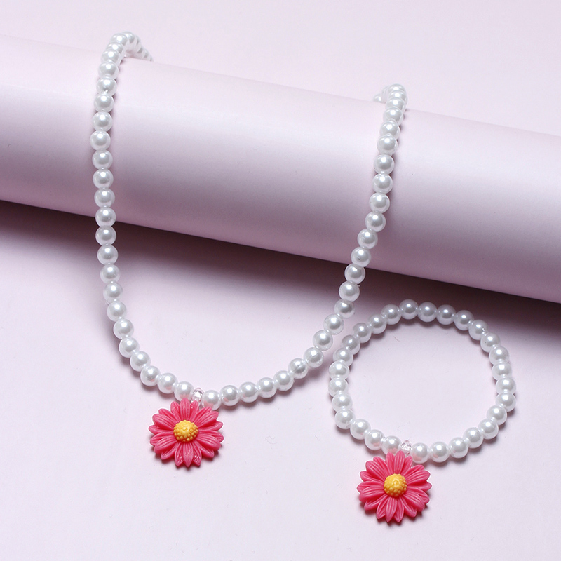 Cute Pastoral Flower Plastic Resin Beaded Handmade Girl's Bracelets Necklace display picture 12