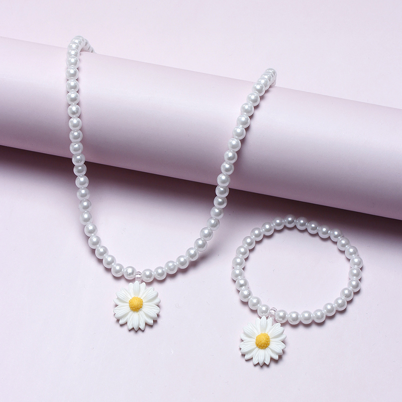 Cute Pastoral Flower Plastic Resin Beaded Handmade Girl's Bracelets Necklace display picture 15