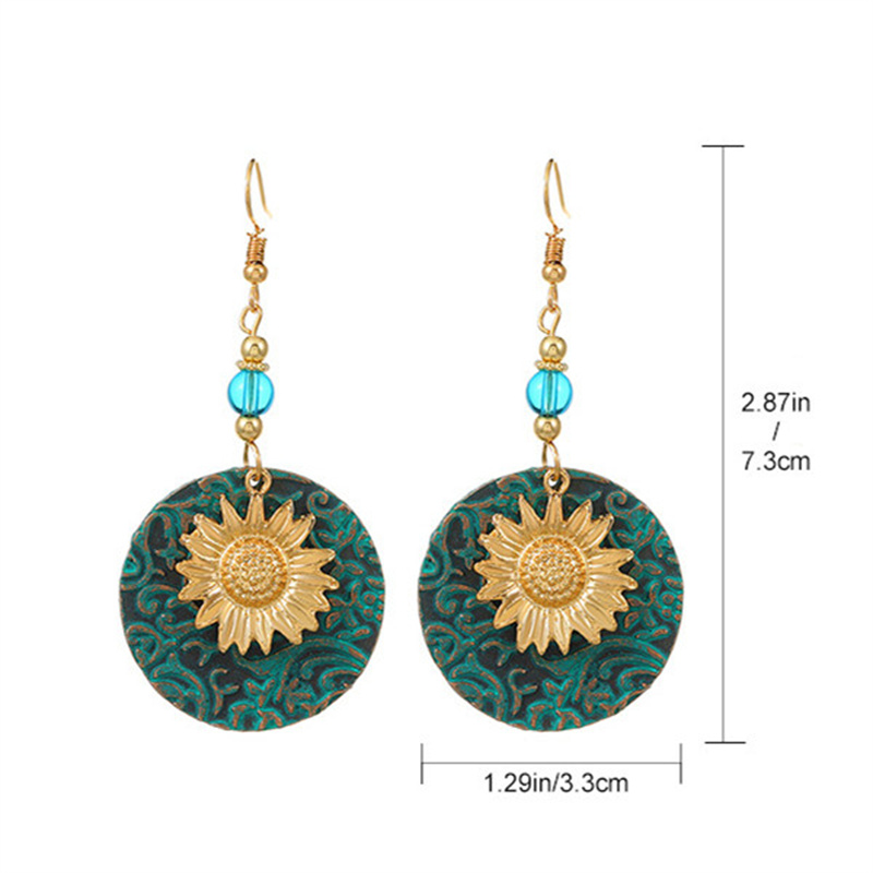 Vintage Style Vacation Streetwear Geometric Leaf Flower Alloy Metal Brass Inlay Rhinestones Zircon 18k Gold Plated Gold Plated Silver Plated Women's Earrings display picture 4