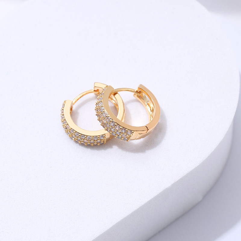 1 Pair Shiny Round Copper Plating Inlay Artificial Rhinestones Gold Plated Silver Plated Hoop Earrings display picture 6