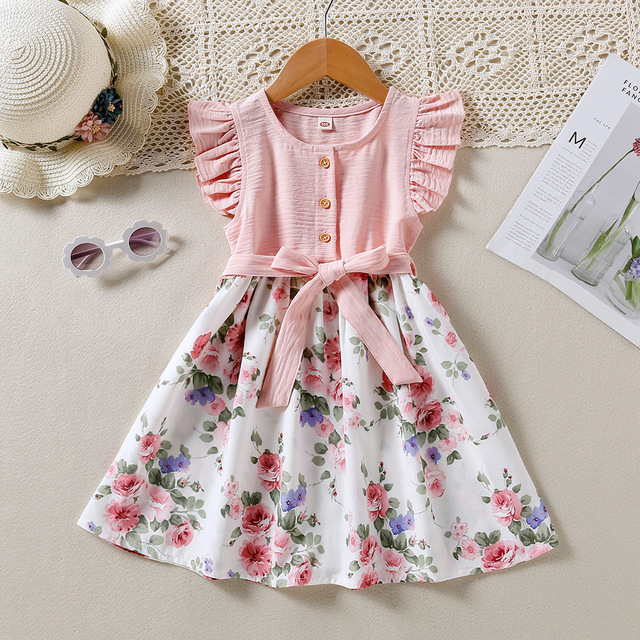 Casual Cute Flower Patchwork Cotton Girls Dresses display picture 1