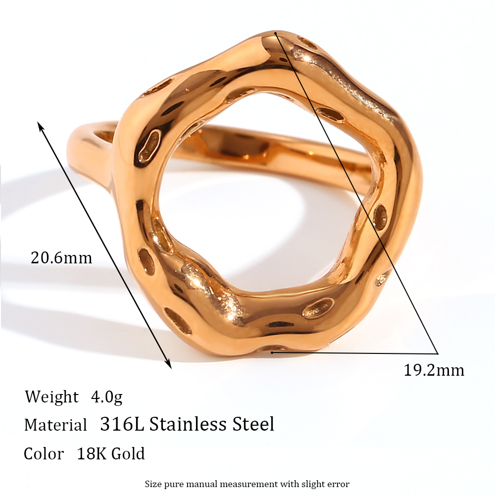 Basic Einfacher Stil Klassischer Stil Kreis Rostfreier Stahl Überzug 18 Karat Vergoldet Ringe display picture 2