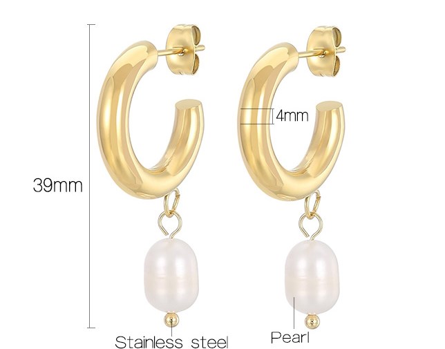 1 Pair Modern Style Streetwear Geometric Pearl Plating Inlay Titanium Steel Rhinestones 18K Gold Plated Drop Earrings display picture 19