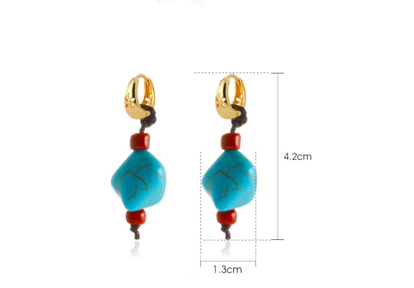 Retro Marble Turquoise Copper Plating Women's Drop Earrings display picture 4