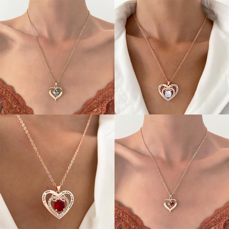 Titanium Steel Copper Glam Hollow Out Heart Shape Crystal Zircon Pendant Necklace display picture 14