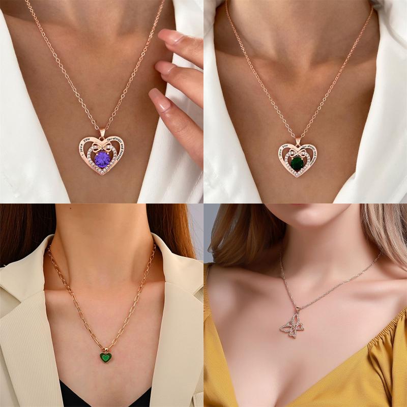 Titanium Steel Copper Glam Hollow Out Heart Shape Crystal Zircon Pendant Necklace display picture 13