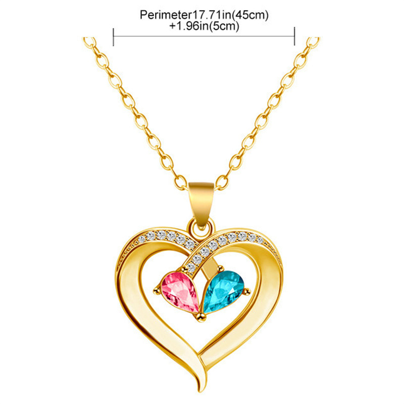 Titanium Steel Copper Glam Hollow Out Heart Shape Crystal Zircon Pendant Necklace display picture 5