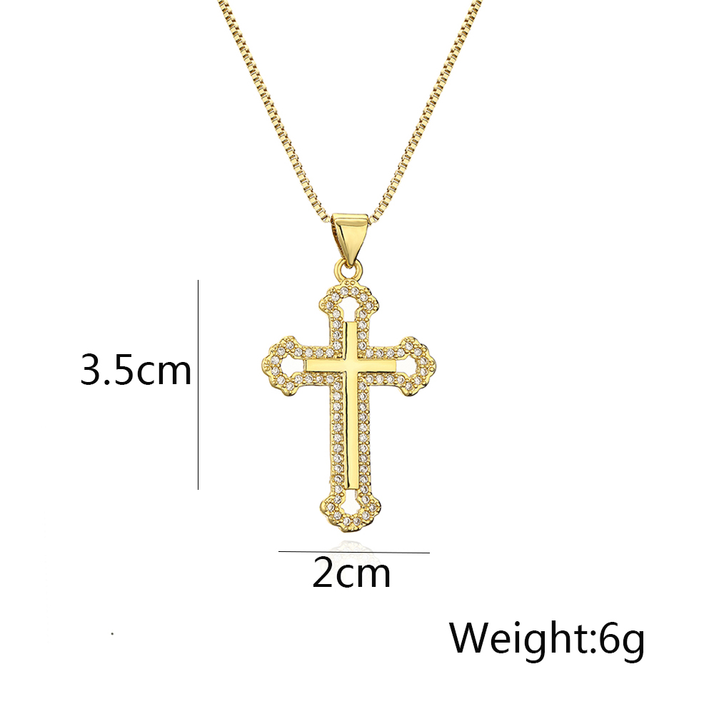 Shiny Love Cross Copper Plating Inlay Zircon 18k Gold Plated Pendant Necklace display picture 1