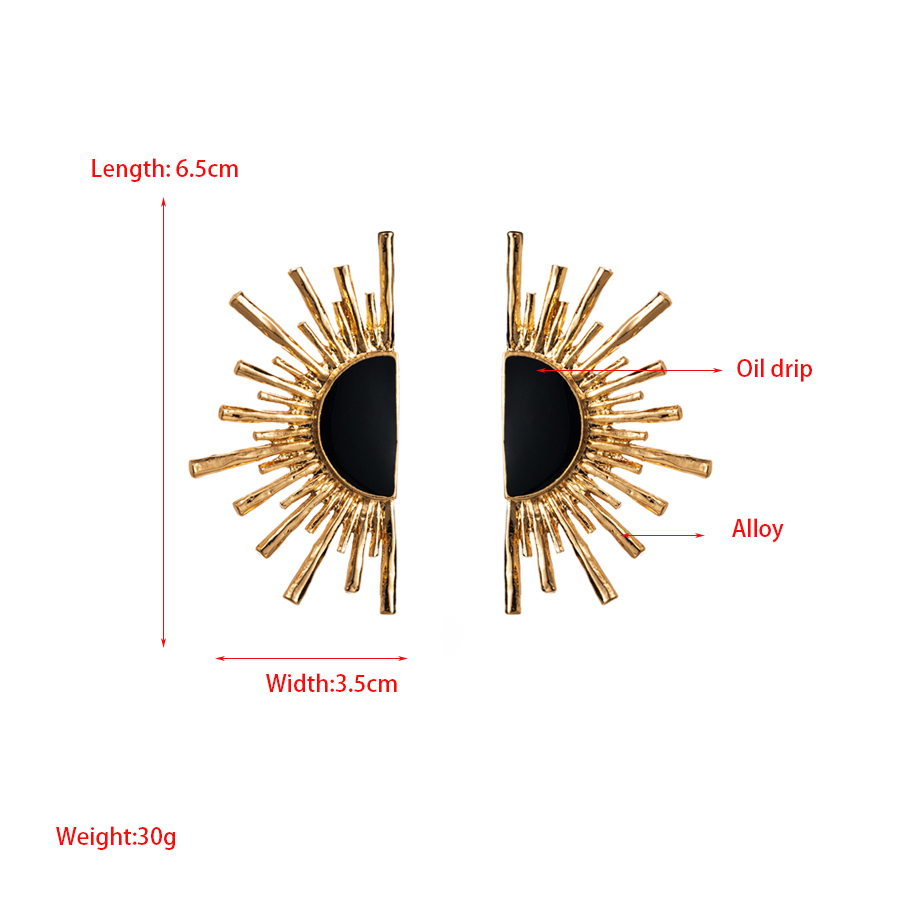 Retro Sun Alloy Metal Enamel Plating Gold Plated Silver Plated Women's Ear Studs display picture 1