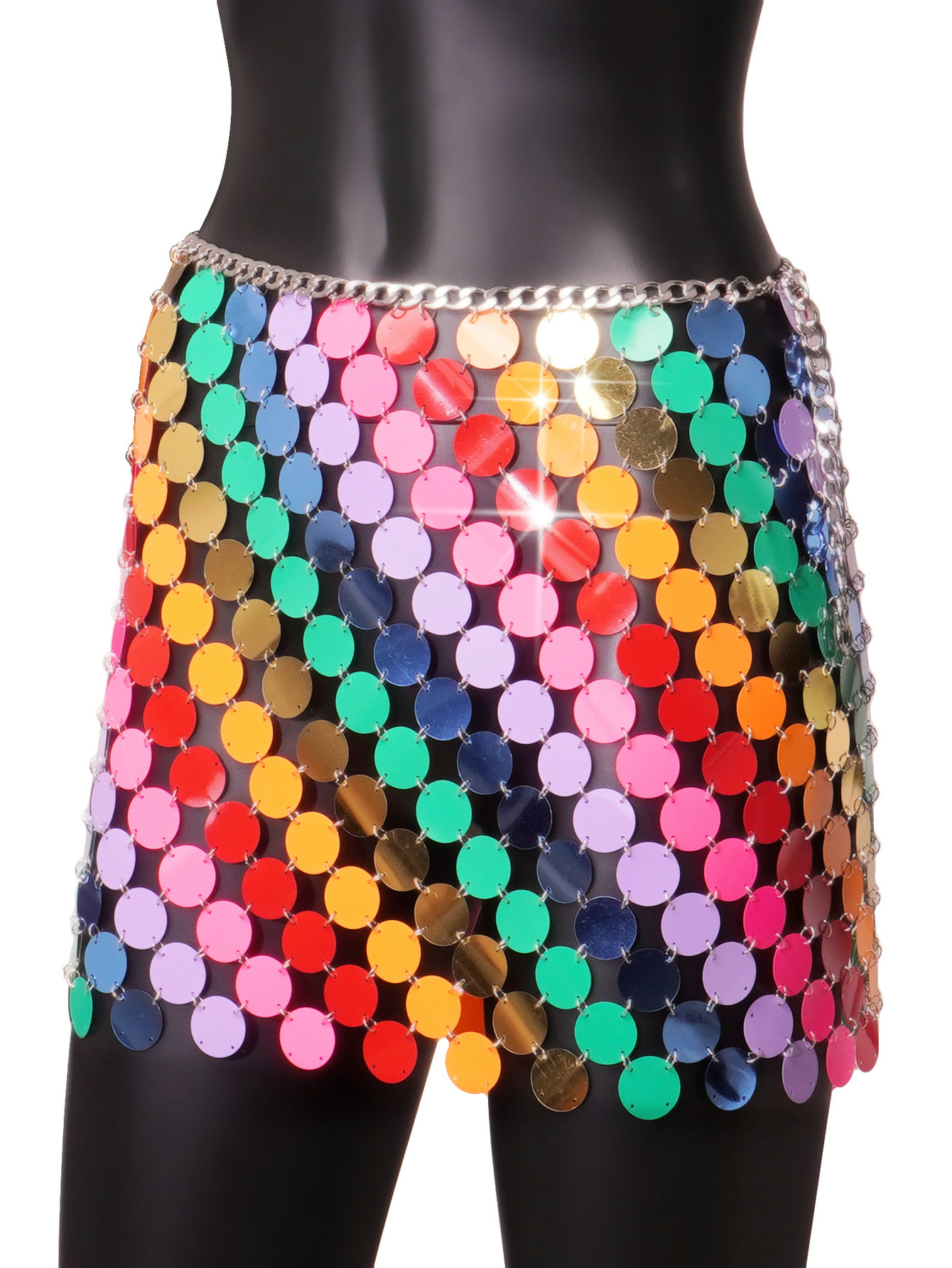 Summer Sexy Rock Solid Color Sequin Short Mini Dress Skirts display picture 3