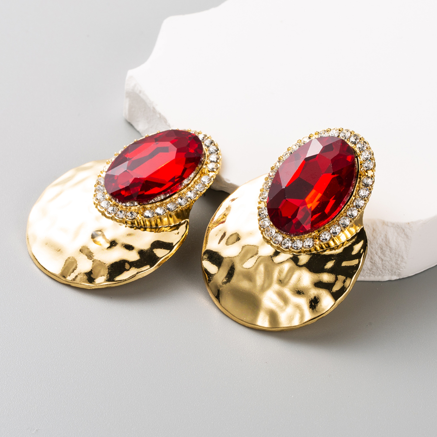 Retro Exaggerated Oval Alloy Inlay Rhinestones Gold Plated Women's Ear Studs display picture 4