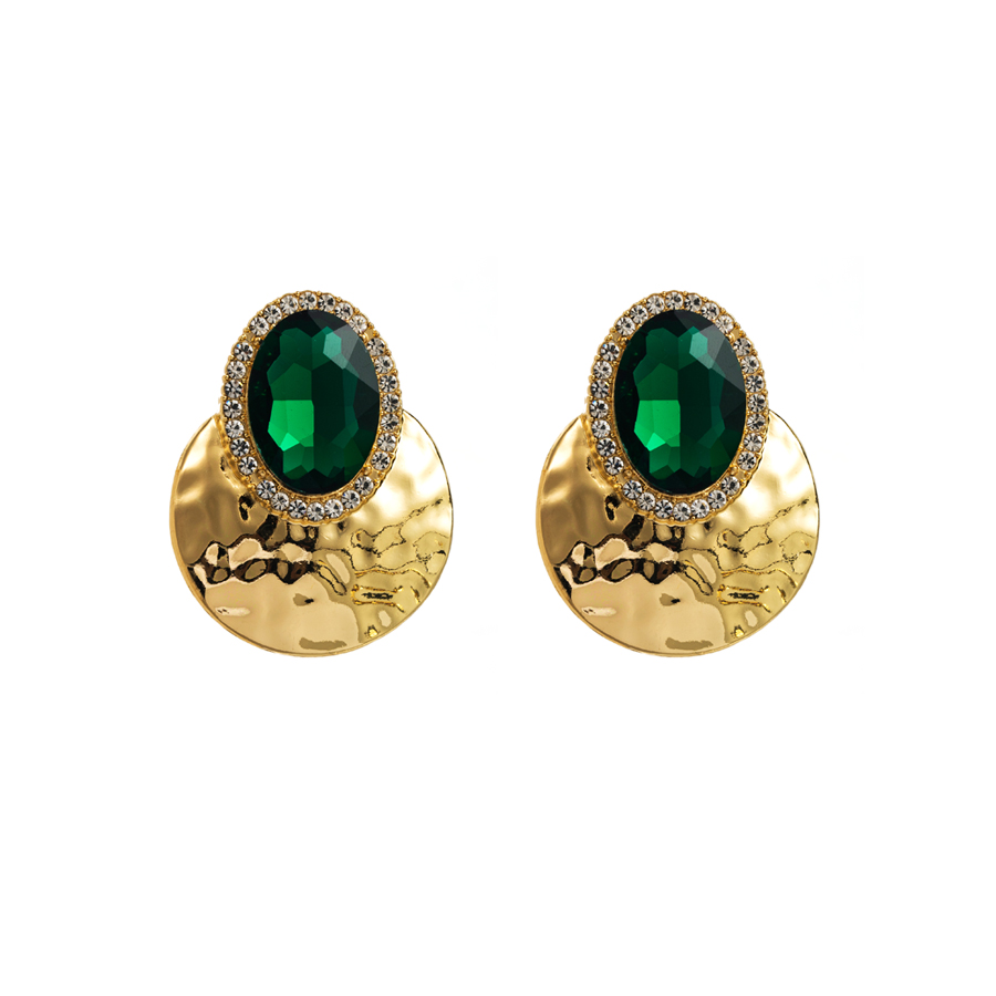 Retro Exaggerated Oval Alloy Inlay Rhinestones Gold Plated Women's Ear Studs display picture 5