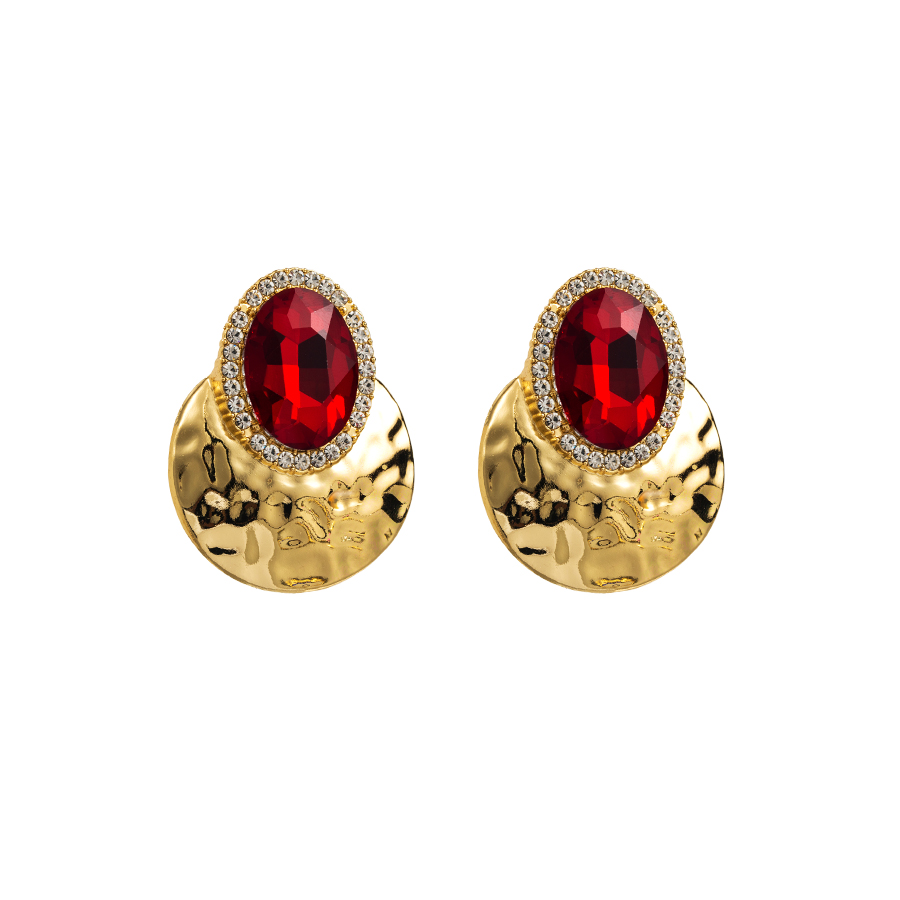 Retro Exaggerated Oval Alloy Inlay Rhinestones Gold Plated Women's Ear Studs display picture 6