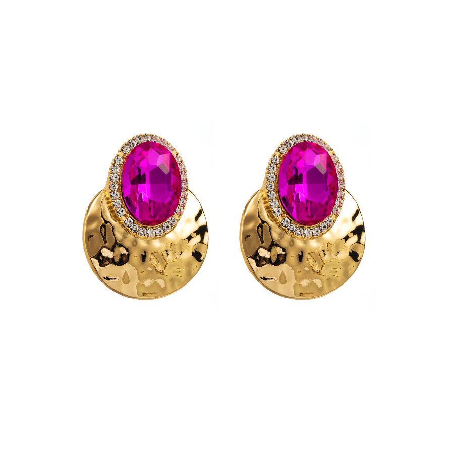 Retro Exaggerated Oval Alloy Inlay Rhinestones Gold Plated Women's Ear Studs display picture 7