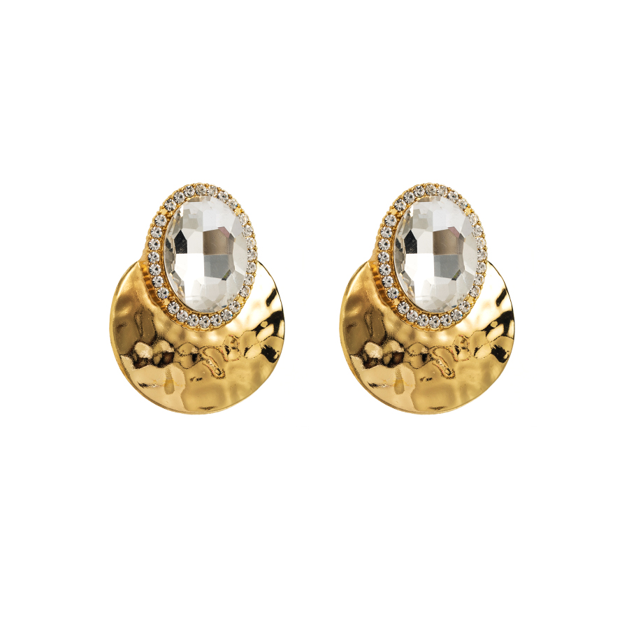 Retro Exaggerated Oval Alloy Inlay Rhinestones Gold Plated Women's Ear Studs display picture 10