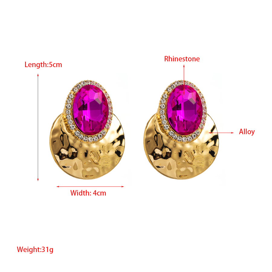 Retro Exaggerated Oval Alloy Inlay Rhinestones Gold Plated Women's Ear Studs display picture 1