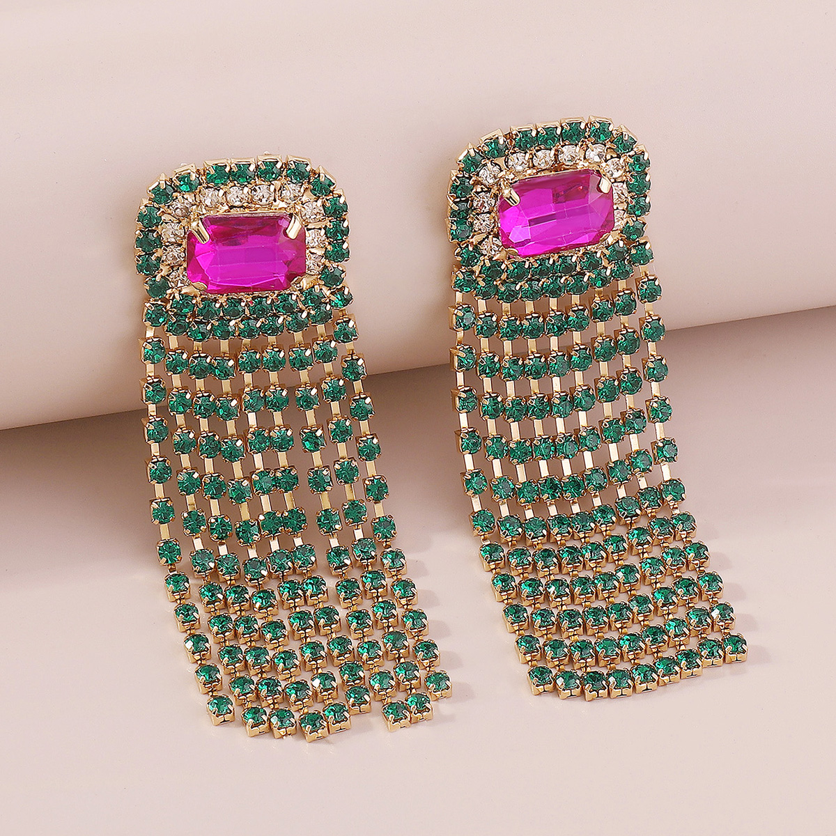 Elegant Square Alloy Inlay Rhinestones Women's Drop Earrings display picture 17