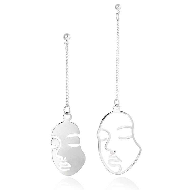 Artistic Human Face Alloy Asymmetrical Hollow Out Women's Drop Earrings display picture 1