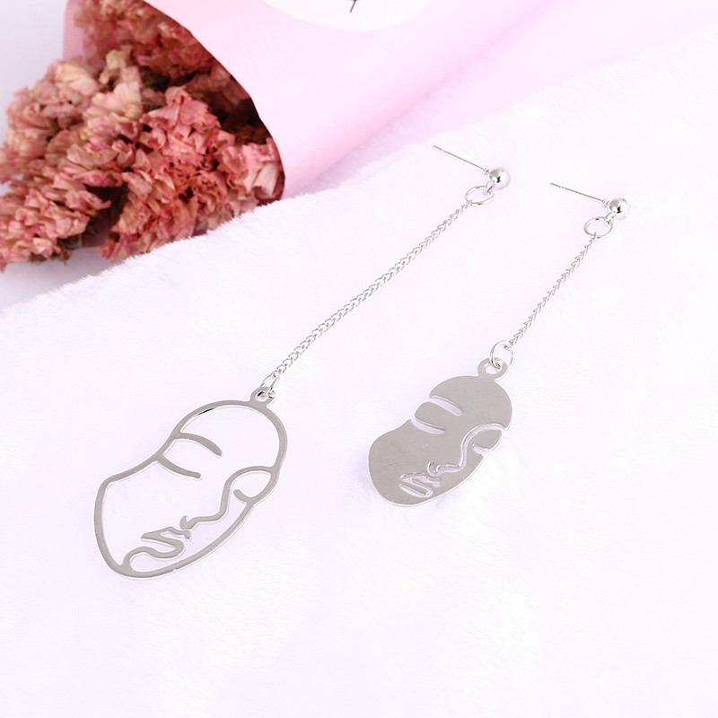 Artistic Human Face Alloy Asymmetrical Hollow Out Women's Drop Earrings display picture 3