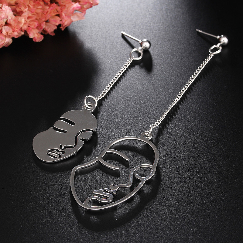 Artistic Human Face Alloy Asymmetrical Hollow Out Women's Drop Earrings display picture 4
