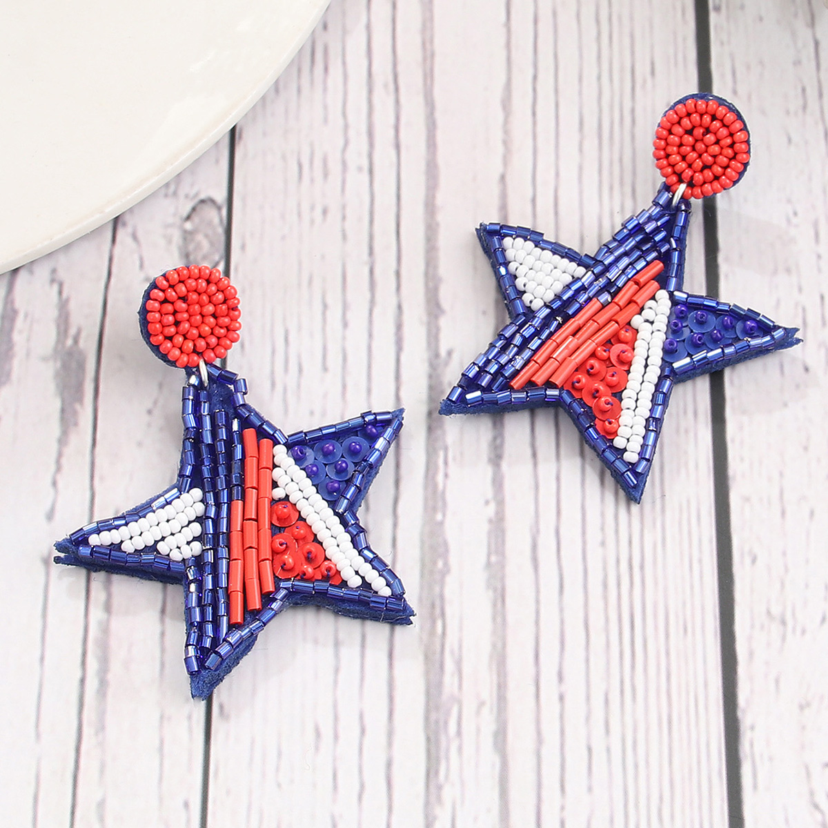 Retro Ice Cream Star Seed Bead Inlay Glass Independence Day Women's Drop Earrings display picture 4