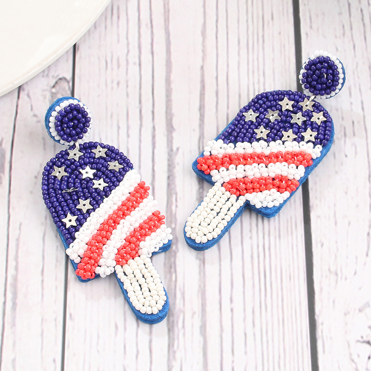 Retro Ice Cream Star Seed Bead Inlay Glass Independence Day Women's Drop Earrings display picture 3