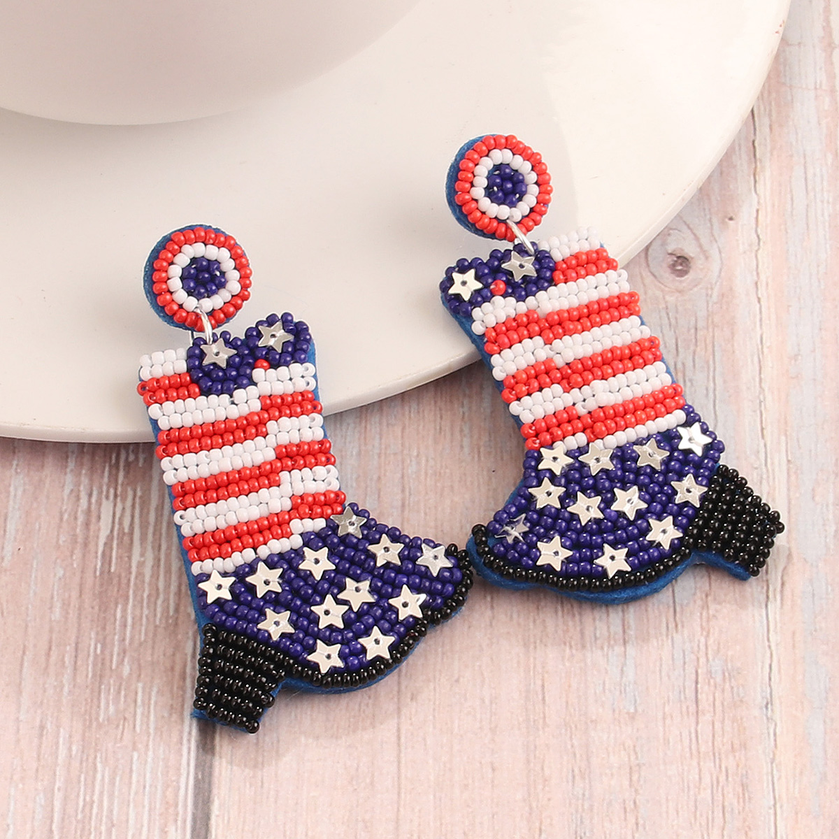 Retro Ice Cream Star Seed Bead Inlay Glass Independence Day Women's Drop Earrings display picture 5