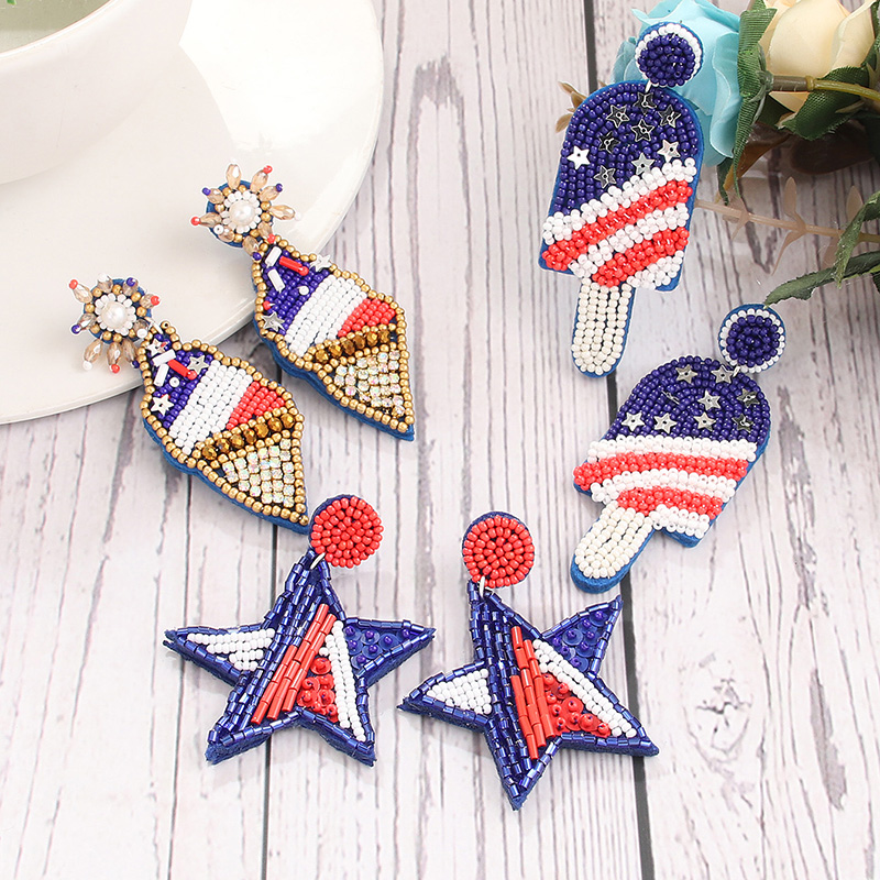 Retro Ice Cream Star Seed Bead Inlay Glass Independence Day Women's Drop Earrings display picture 1