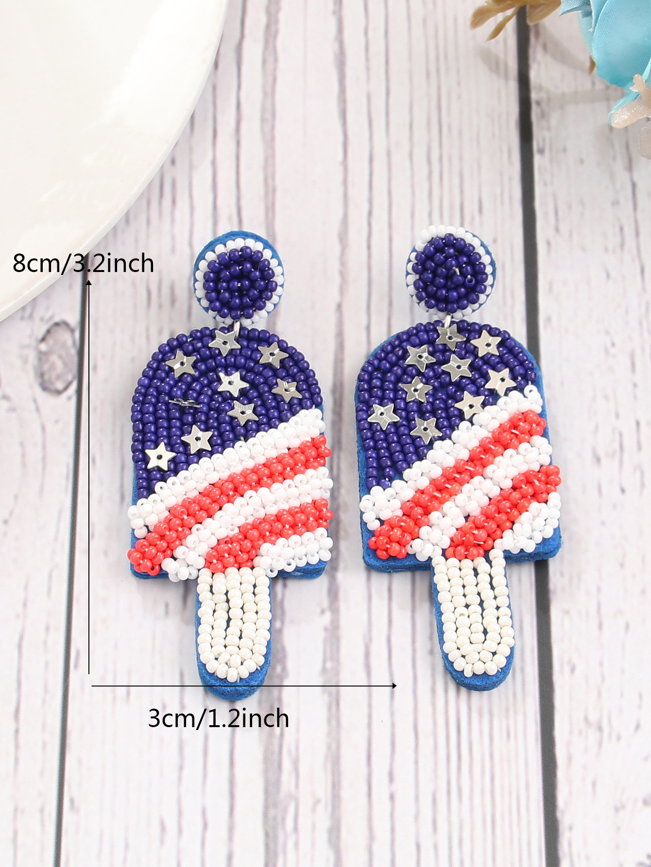 Retro Ice Cream Star Seed Bead Inlay Glass Independence Day Women's Drop Earrings display picture 8